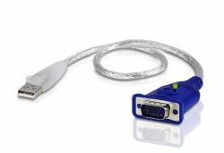 ATEN 2A-130G προσαρμογέας καλωδίου βίντεο 0,35 m USB Τύπου-A VGA [D-Sub] Μπλε, Άργυρος 
