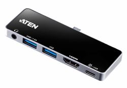 ATEN UH3238 σταθμός σύνδεσης κινητών συσκευών Τάμπλετ/Smartphone Μαύρος [Μαύρο], Άργυρος 