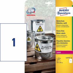 Avery L4775-20 αυτοκόλλητη ετικέτα Στρογγυλεμένο ορθογώνιο Μόνιμο Λευκός [Άσπρος] 20 τεμάχια 