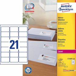 Avery L7160-100 αυτοκόλλητη ετικέτα Στρογγυλεμένο ορθογώνιο Μόνιμο Λευκός [Άσπρος] 2100 τεμάχια 