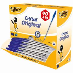 BIC Cristal Μπλε Ballpoint στυλό διαρκείας Μέσαίο 100 τεμάχια 