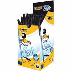 BIC Cristal Soft Μαύρος [Μαύρο] Ballpoint στυλό διαρκείας Μέσαίο 50 τεμάχια 