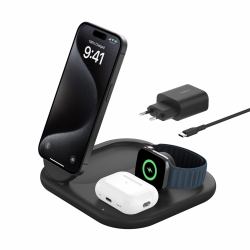 Belkin BoostCharge Ακουστικά, Smartphone, Smartwatch Μαύρος [Μαύρο] USB Ασύρματη φόρτιση Γρήγορη φόρτιση Εσωτερικός [Εσωτερικού χώρου] 