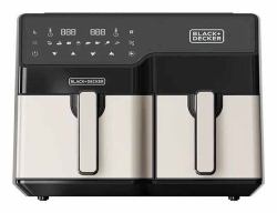 Black &amp; Decker Black & Decker BXAF9000E Διπλός 9 L Αυτόνομο 2500 W Φριτέζα ζεστού αέρα Μαύρος [Μαύρο], Ανοξείδωτο ατσάλι 