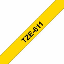 Brother TZE-611 ταινία κατασκευής ετικετών Μαύρο σε κίτρινο 