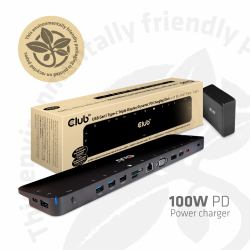 CLUB3D CSV-1564W100 φορητός σταθμός σύνδεσης & προσομοιωτής θύρας Σύνδεση USB 3.2 Gen 1 [3.1 Gen 1] Type-C Μαύρος [Μαύρο] 