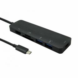 Cables Direct NLUSB3C-6PHUB φορητός σταθμός σύνδεσης & προσομοιωτής θύρας USB 3.2 Gen 1 [3.1 Gen 1] Type-C Μαύρος [Μαύρο] 