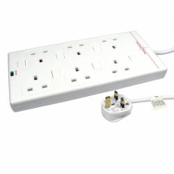 Cables Direct RB-10-6GANGSWD 6Έξοδος [οι] εναλλασσόμενου ρεύματος 10m Λευκός [Άσπρος] προστατευτικό μεταβολής τάσης 