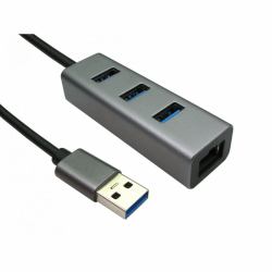 Cables Direct USB3-ETHGIGHUB φορητός σταθμός σύνδεσης & προσομοιωτής θύρας USB 3.2 Gen 1 [3.1 Gen 1] Type-A Γκρι 