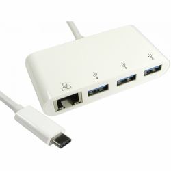 Cables Direct USB3C-ETHGHUBA φορητός σταθμός σύνδεσης & προσομοιωτής θύρας USB 3.2 Gen 1 [3.1 Gen 1] Type-C Λευκός [Άσπρος] 