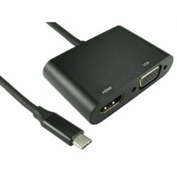 Cables Direct USB C TO HDMI 4K 30Hz + VGA 1080p @ 60Hz κάρτα γραφικών USB Μαύρος [Μαύρο] 