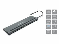 Conceptronic DONN17G φορητός σταθμός σύνδεσης & προσομοιωτής θύρας Καλωδιωμένος [Ενσύρματος] USB 3.2 Gen 1 [3.1 Gen 1] Type-C Γκρι 