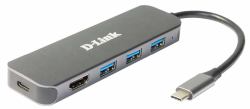 D-Link DUB-2333 φορητός σταθμός σύνδεσης & προσομοιωτής θύρας Καλωδιωμένος [Ενσύρματος] USB Type-C Γκρι 