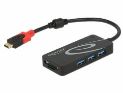 DeLOCK HUB USB 3.0 USB Type-C > 3 Port extern USB 3.2 Gen 1 [3.1 Gen 1] Type-C Μαύρος [Μαύρο] 