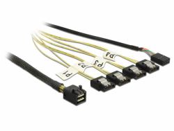 DeLOCK 1m, Mini SAS HD SFF-8643/4xSATA 7p Μαύρος [Μαύρο], Άργυρος, Κίτρινο 