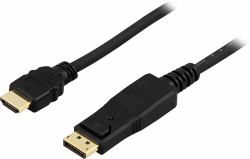 Deltaco DP-3010 προσαρμογέας καλωδίου βίντεο 1 m DisplayPort HDMI Μαύρος [Μαύρο] 