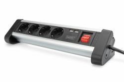 Digitus DA-70614 επέκταση ρεύματος 1,5 m 4 Έξοδος [οι] εναλλασσόμενου ρεύματος Εσωτερικός [Εσωτερικού χώρου] Μαύρος [Μαύρο], Άργυρος 