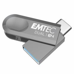 Emtec D280 Dual μονάδα USB flash 64 GB USB Type-A / USB Type-C 3.2 Gen 1 [3.1 Gen 1] Άργυρος 