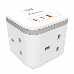 Fellowes Power Cube 3x230v 1xUSB-A 2x USB-C Socket 2m Cable White - 100137166 επέκταση ρεύματος 3 Έξοδος [οι] εναλλασσόμενου ρεύματος Εσωτερικός [Εσωτερικού χώρου] Λευκός [Άσπρος] 