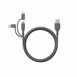 GP Batteries Essential cable CY1N, 3-in-1, - USB-C + Micro-USB + Apple - Lightning [MFi] to USB-A, 1m - Warranty: 12M