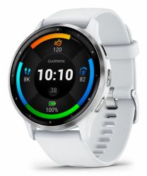Garmin Venu 3 3,56 cm [1.4"] AMOLED 45 mm Ψηφιακός 454 x 454 εικονοστοιχεία Οθόνη αφής Άργυρος, Λευκός [Άσπρος] Wi-Fi GPS 