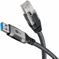 Goobay 70693 μετατροπέας καλωδίου USB A RJ-45 Μαύρος [Μαύρο], Άργυρος 