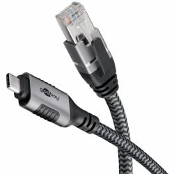 Goobay 70698 μετατροπέας καλωδίου USB C RJ-45 Μαύρος [Μαύρο], Άργυρος 