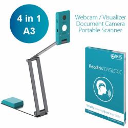 I.R.I.S. IRIScan Visualizer 7 + Readiris Dyslexic 2.0 Άνω σαρωτής [overhead scanner] 4160 x 3120 DPI A3 Μπλε της Αρκτικής [Arctic blue], Άργυρος 