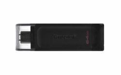 Kingston Technology DataTraveler 70 μονάδα USB flash 64 GB USB Type-C 3.2 Gen 1 [3.1 Gen 1] Μαύρος [Μαύρο] 