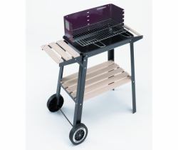 LANDMANN 0566 Schwarz Holzkohle-Grillwagen Μπάρμπεκιου Kάρβουνο Καλάθι Μαύρος [Μαύρο], Μπορντό 