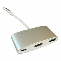 LC-Power LC-HUB-C-MULTI-4 φορητός σταθμός σύνδεσης & προσομοιωτής θύρας USB 3.2 Gen 1 [3.1 Gen 1] Type-C Άργυρος, Λευκός [Άσπρος] 