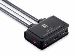 LevelOne KVM-0290 εναλλαγέας [switches] KVM Μαύρος [Μαύρο], Γκρι 