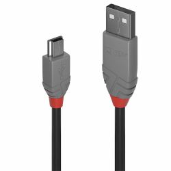 Lindy 36725 καλώδιο USB USB 2.0 5 m USB A Mini-USB B 0,48 Gbit/s Μαύρος [Μαύρο] 