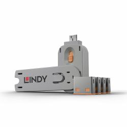 Lindy 40453 τάπα θύρας Αποκλεισμός θυρών + κλειδί USB Τύπου-A Πορτοκαλί Ακρυλονιτριλίου βουταδιενίου στυρολίου [ABS] 5 τεμάχια 