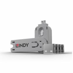 Lindy 40454 τάπα θύρας Αποκλεισμός θυρών + κλειδί USB Τύπου-A Λευκός [Άσπρος] Ακρυλονιτριλίου βουταδιενίου στυρολίου [ABS] 5 τεμάχια 