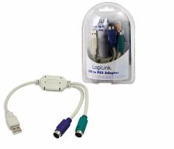 LogiLink Adapter USB - 2x PS/2 PS/2 καλώδιο 0,2 m 2x 6-p Mini-DIN USB A Γκρι 