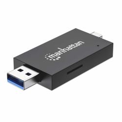 Manhattan 102735 συσκευή ανάγνωσης καρτών USB 3.2 Gen 1 [3.1 Gen 1] Type-A/Type-C Μαύρος [Μαύρο], Διαφανής 