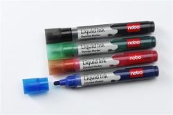 Nobo Liquid Ink Drymarkers μαρκαδόρος 6 τεμάχια Στρογγυλεμένη άκρη Μαύρος [Μαύρο], Μπλε, Πράσινος [Πράσινο], Πορτοκαλί, Μωβ [Πορφυρό], Κόκκινο 