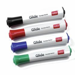 Nobo Glide Drywipe μαρκαδόρος 4 τεμάχια Στρογγυλεμένη άκρη Μαύρος [Μαύρο], Μπλε, Πράσινος [Πράσινο], Κόκκινο 
