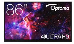 Optoma H1F0H08BW101 Διαδραστικός Πίνακας 2,18 m [86"] 3840 x 2160 εικονοστοιχεία Οθόνη αφής Μαύρος [Μαύρο] USB 
