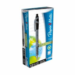 Papermate FlexGrip Ultra RT Μαύρος [Μαύρο] Πτυσσόμενο στυλό Clip-on ballpoint Μέσαίο 12 τεμάχια 