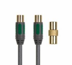 Peerless Coax plug-Coax socket with adaptor, 5m ομοαξονικό καλώδιο Ομοαξονικός Πράσινος [Πράσινο], Γκρι, Άργυρος 