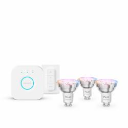 Philips by Signify Philips Hue White And Colour - Ambience Essential Starter - Kit: 3 Gu10 Smart Bulbs [345 Lm] + Dimmer Switch - Warranty: 12M
