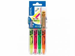 Pilot FriXion Light μαρκαδόρος 4 τεμάχια Άκρη σμίλης Πράσινος [Πράσινο], Πορτοκαλί, Ροζ, Κίτρινο 