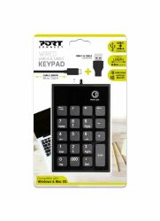 Port Designs 900801 αριθμητικό πληκτρολόγιο Laptop USB Μαύρος [Μαύρο], Γκρι  - Έκδοση UK