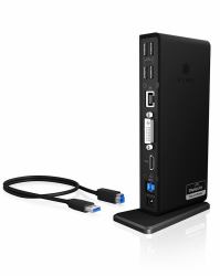 ICY BOX IB-DK2241AC Καλωδιωμένος [Ενσύρματος] USB 3.2 Gen 1 [3.1 Gen 1] Type-A Μαύρος [Μαύρο] 