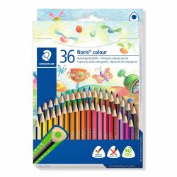 Staedtler Noris colour 187 Μαύρος [Μαύρο], Μπλε, Μπορντό, Καστανός [Καφέ], Κυανός [Κυανό], Πράσινος [Πράσινο], Γκρι, Ελαφρύ Μπλε, Ανοιχτό πράσινο, Ελαφρύ Γκρι, Βαθυπόρφυρος, Mauve, Πορτοκαλί, Ροδακινί, Ροζ, Μωβ [Πορφυρό], Κόκκινο, Σέπια, Τυρκουάζ, Βιολέτα [Ιόχρους], Λευκός [Άσπρος], Κίτρινο 36 τεμάχια 