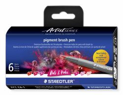 Staedtler Pigment Arts Brush Pen Reds & Pinks μαρκαδοράκι Ροζ, Κόκκινο 6 τεμάχια 