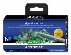 Staedtler Pigment Arts Brush Pen Greens & Turquoises μαρκαδοράκι Πράσινος [Πράσινο], Τυρκουάζ 6 τεμάχια 