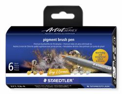 Staedtler Pigment Arts Brush Pen Greys & Caramels μαρκαδοράκι Καστανός [Καφέ], Γκρι 6 τεμάχια 